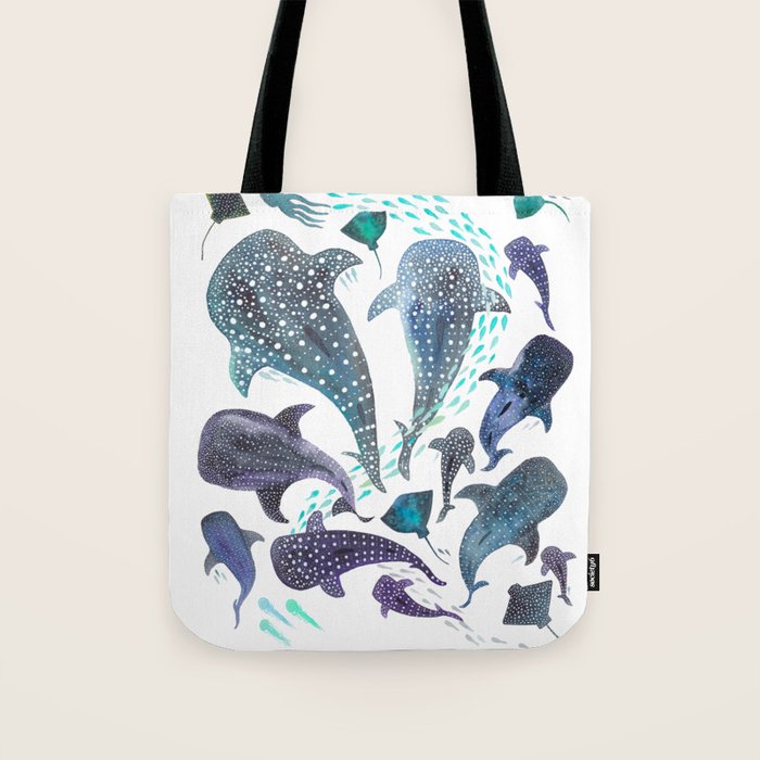 Whale Shark, Ray & Sea Creature Play Print Tote Bag Gallery Image 1