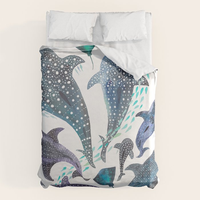 Whale Shark, Ray & Sea Creature Play Print Duvet Cover Gallery Image 6