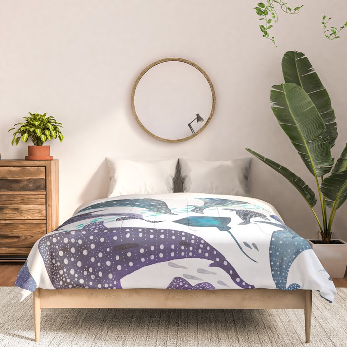 Whale Shark, Ray & Sea Creature Play Print Comforter Gallery Image 3