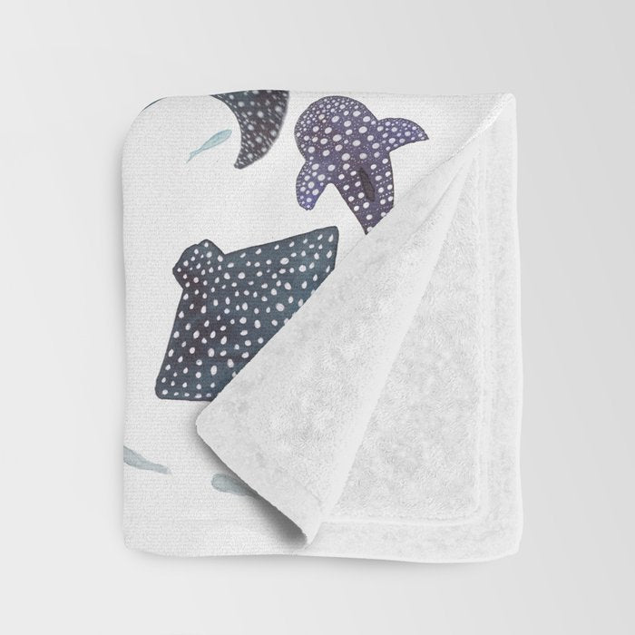 Whale Shark, Ray & Sea Creature Play Print Throw Blanket Gallery Image 3