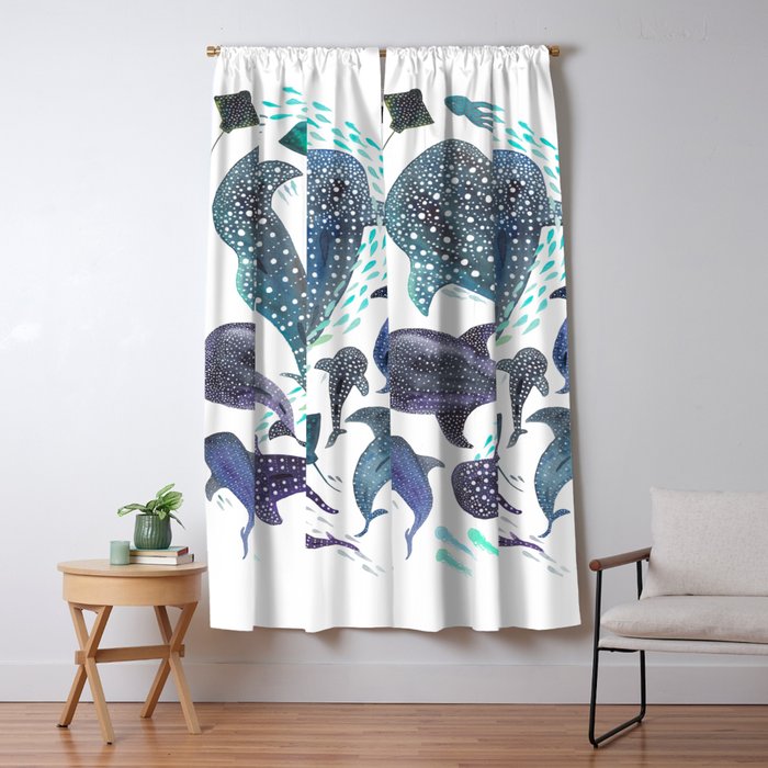 Whale Shark, Ray & Sea Creature Play Print Window Curtain Gallery Image 1