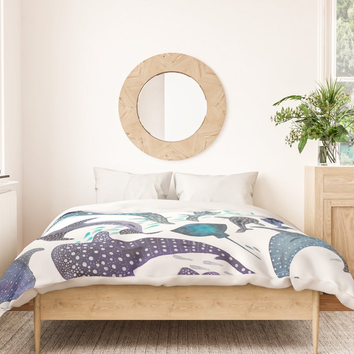 Whale Shark, Ray & Sea Creature Play Print Duvet Cover Gallery Image 3