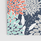 Floral Prints and Leaves, Navy, Aqua Coral and Gray Poster Gallery Image 3