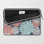 Floral Prints and Leaves, Navy, Aqua Coral and Gray Laptop Sleeve Gallery Image 2