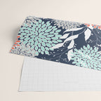 Floral Prints and Leaves, Navy, Aqua Coral and Gray Wrapping Paper Gallery Image 2