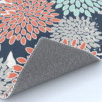 Floral Prints and Leaves, Navy, Aqua Coral and Gray Rug Gallery Image 4