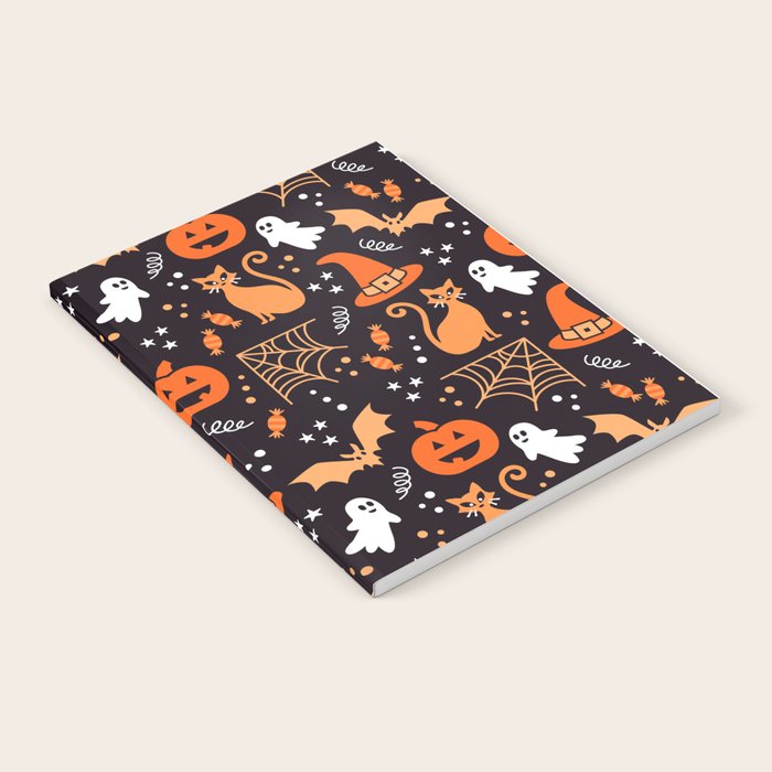 Halloween party illustrations orange, black Notebook Gallery Image 1