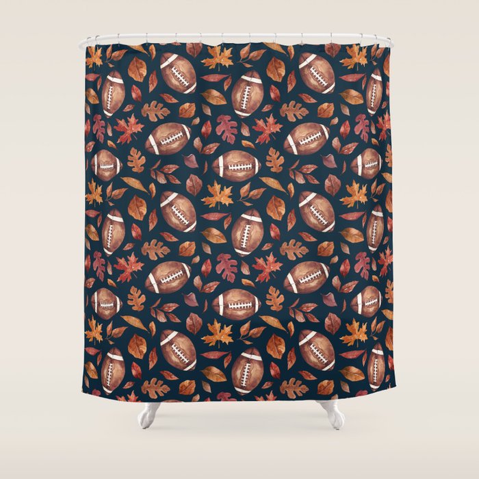 Fall Football - Navy Shower Curtain Gallery Image 1