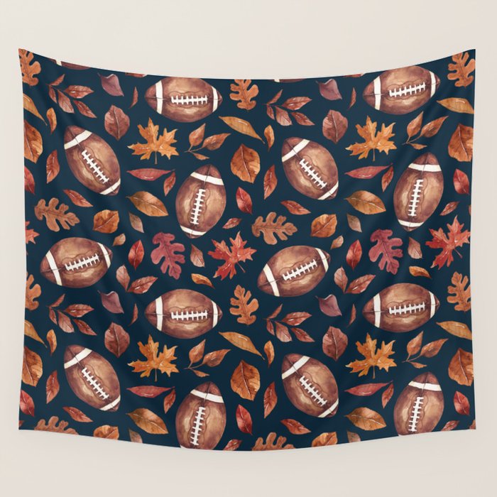 Fall Football - Navy Wall Tapestry Gallery Image 4