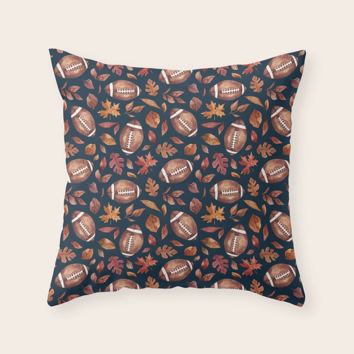 Fall Football - Navy Throw Pillow Gallery Image 1