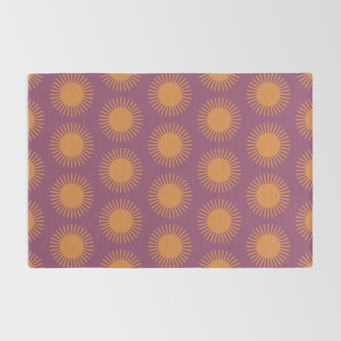 Boho Summer Sun Pattern VI Purple and Orange Rug Gallery Image 2