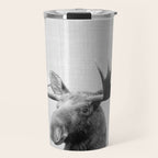 Moose - Black & White Travel Mug Gallery Image 1