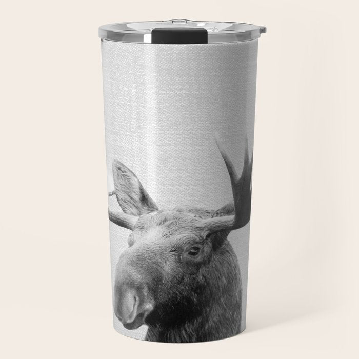 Moose - Black & White Travel Mug Gallery Image 1