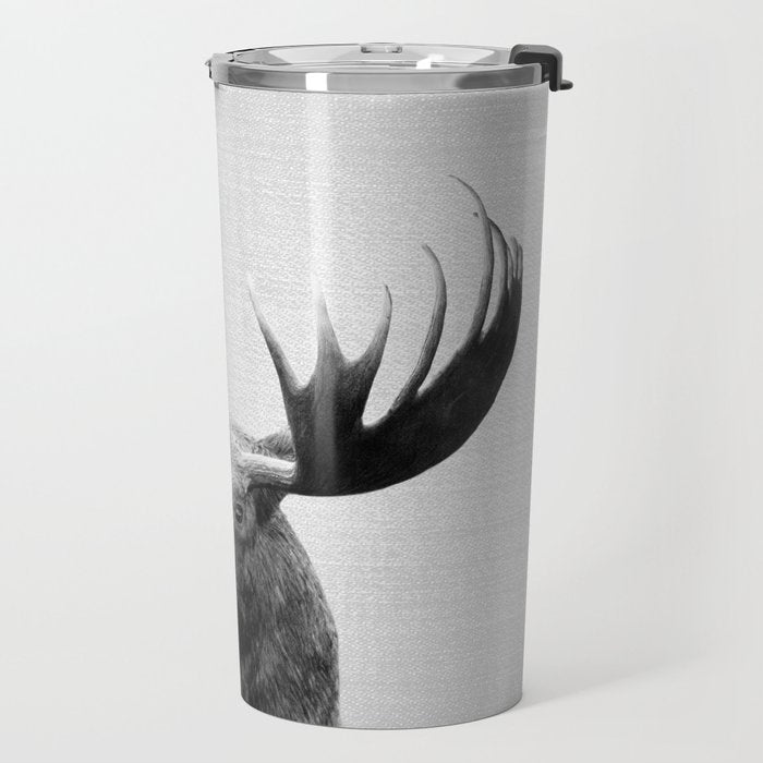 Moose - Black & White Travel Mug Gallery Image 2