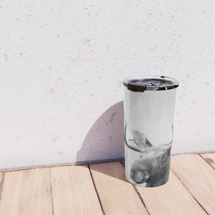 Moose - Black & White Travel Mug Gallery Image 4