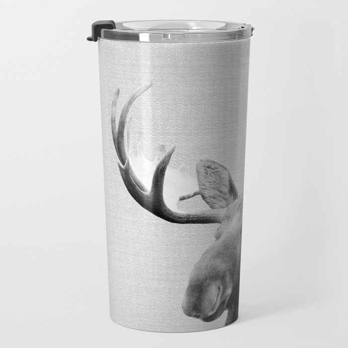 Moose - Black & White Travel Mug Gallery Image 3