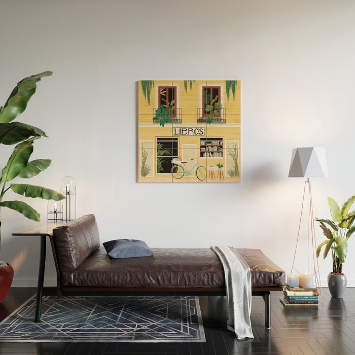 Madrid Book Shop Wood Wall Art Gallery Image 2