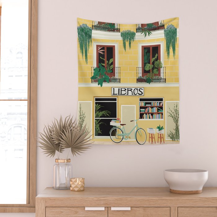 Madrid Book Shop Wall Tapestry Gallery Image 2