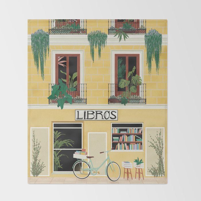 Madrid Book Shop Throw Blanket Gallery Image 2