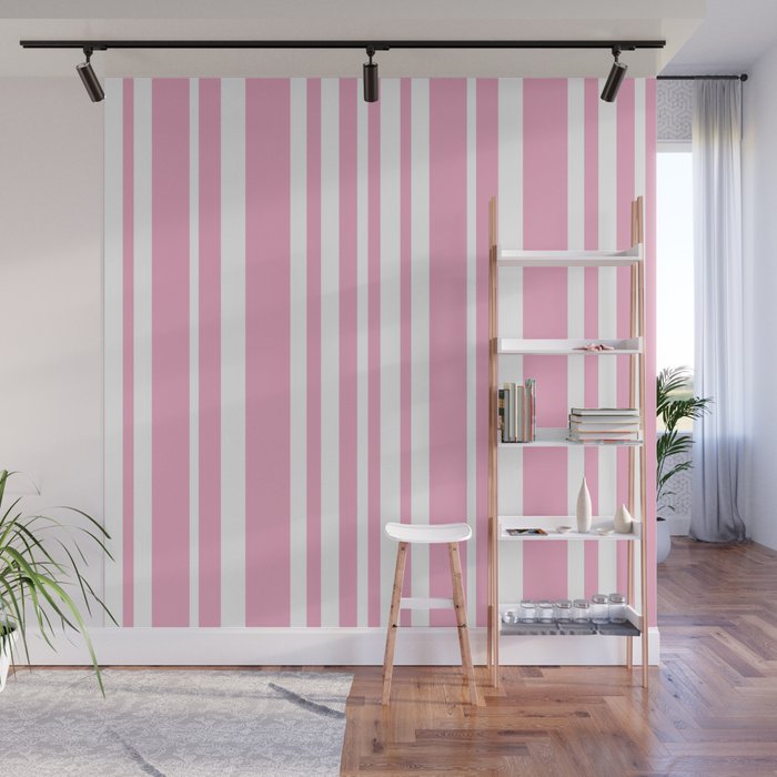 Classic Stripes XXXI - Pastel Pink  Wall Mural Gallery Image 1