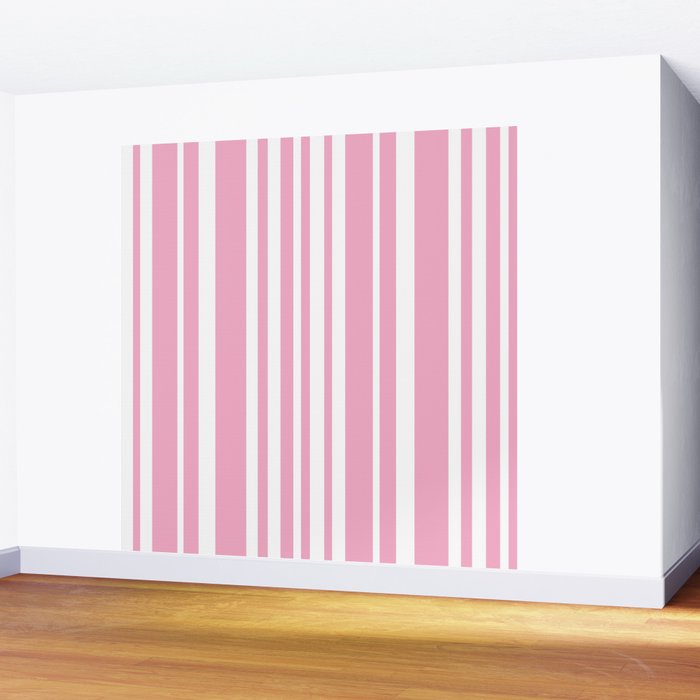 Classic Stripes XXXI - Pastel Pink  Wall Mural Gallery Image 2