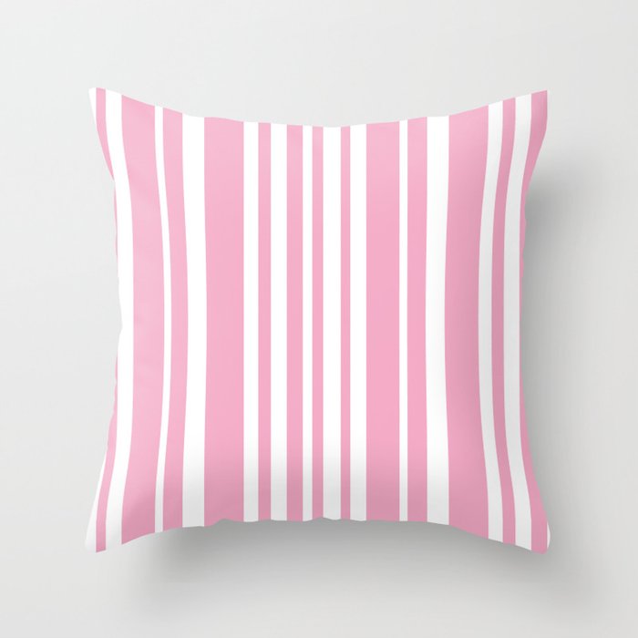 Classic Stripes XXXI - Pastel Pink  Throw Pillow Gallery Image 1