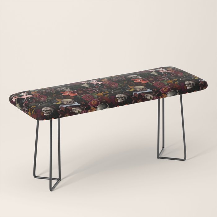 Gothic Night Skulls Flower Botanical Midnight Garden Bench Gallery Image 1