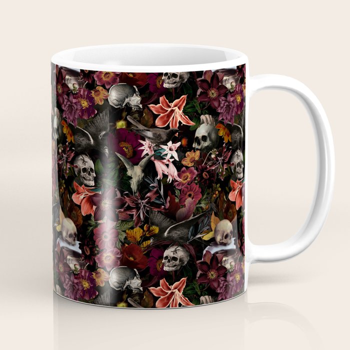 Gothic Night Skulls Flower Botanical Midnight Garden Coffee Mug Gallery Image 1