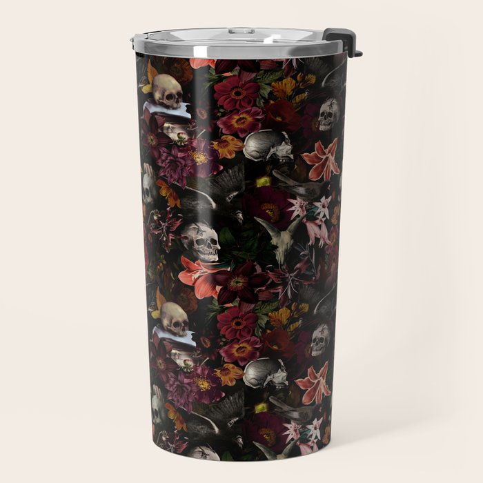 Gothic Night Skulls Flower Botanical Midnight Garden Travel Mug Gallery Image 2
