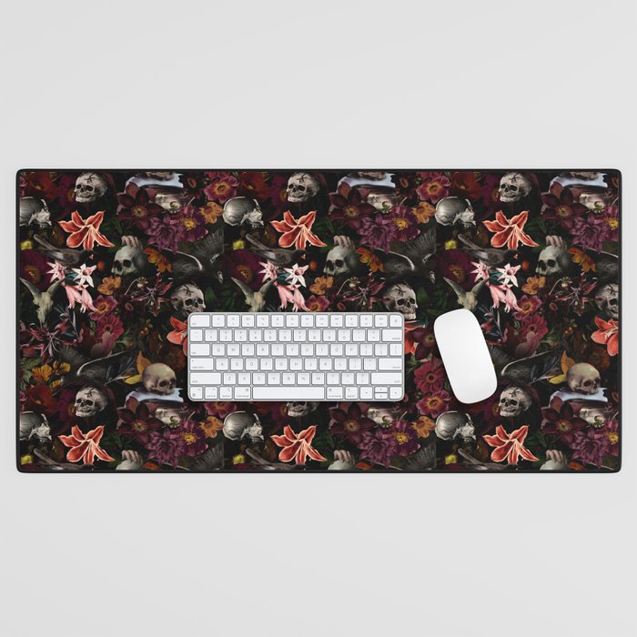 Gothic Night Skulls Flower Botanical Midnight Garden Desk Mat Gallery Image 1
