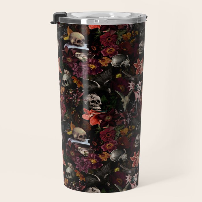 Gothic Night Skulls Flower Botanical Midnight Garden Travel Mug Gallery Image 3