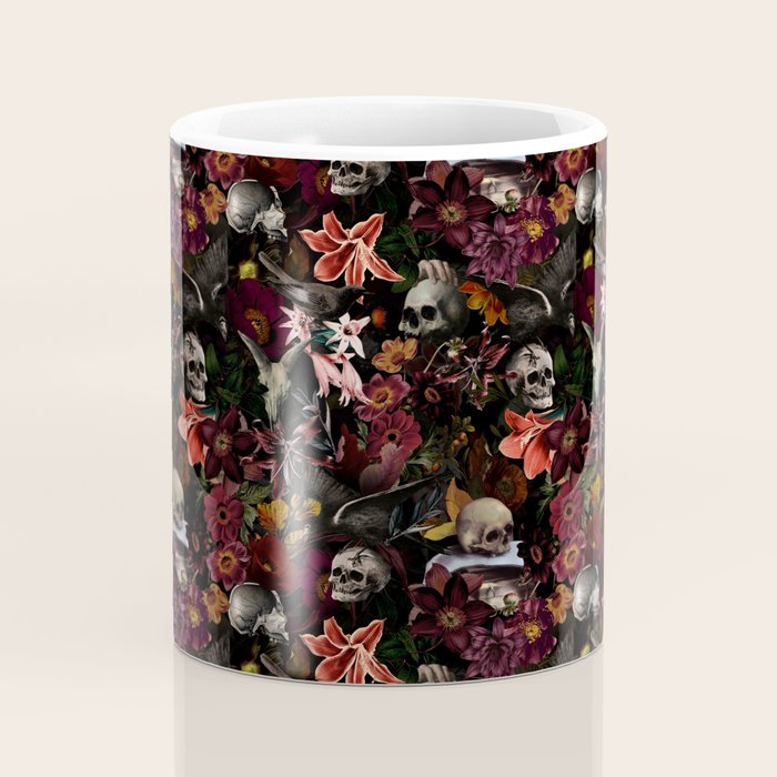 Gothic Night Skulls Flower Botanical Midnight Garden Coffee Mug Gallery Image 4