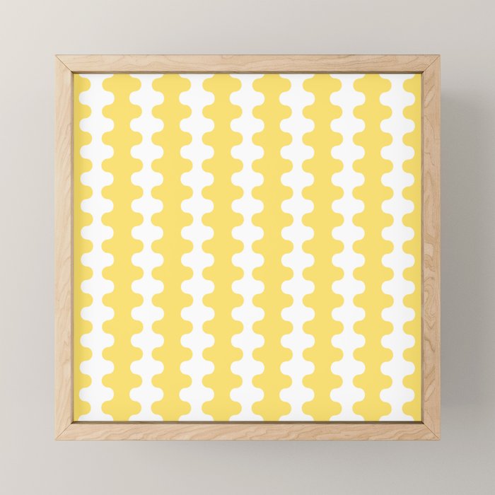 Vertical Stripes Yellow and White Ogee A-Go-Go Pop Pattern Mini Art Print Gallery Image 1