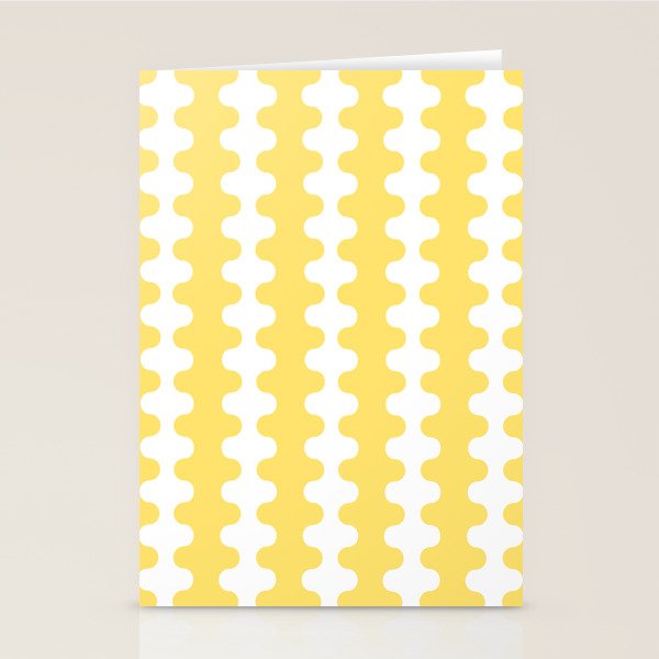 Vertical Stripes Yellow and White Ogee A-Go-Go Pop Pattern Stationery Card Gallery Image 1
