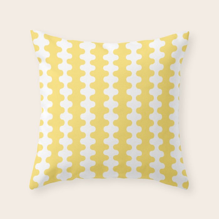 Vertical Stripes Yellow and White Ogee A-Go-Go Pop Pattern Throw Pillow Gallery Image 1