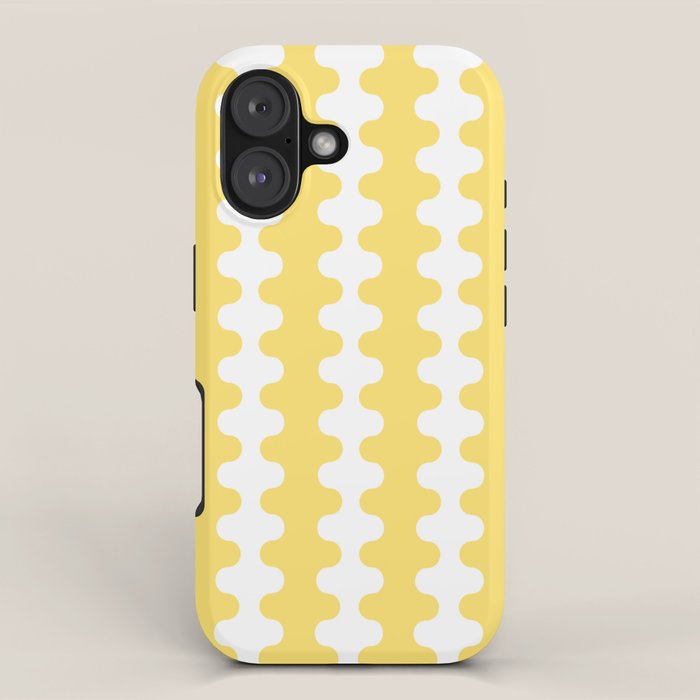 Vertical Stripes Yellow and White Ogee A-Go-Go Pop Pattern iPhone Case Gallery Image 1