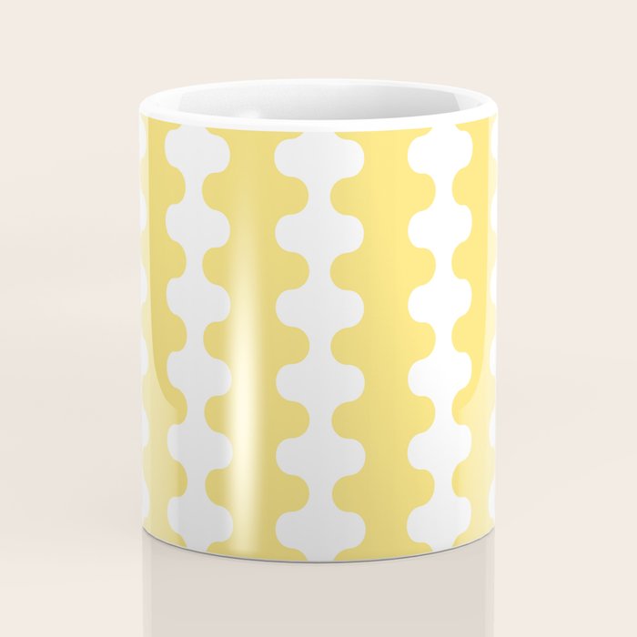 Vertical Stripes Yellow and White Ogee A-Go-Go Pop Pattern Coffee Mug Gallery Image 4