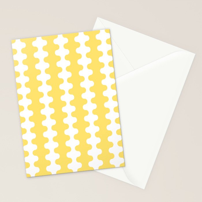 Vertical Stripes Yellow and White Ogee A-Go-Go Pop Pattern Stationery Card Gallery Image 2