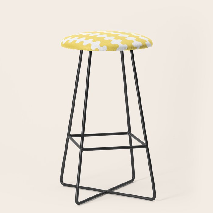 Vertical Stripes Yellow and White Ogee A-Go-Go Pop Pattern Stool Gallery Image 1
