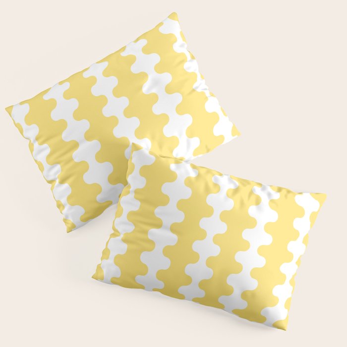 Vertical Stripes Yellow and White Ogee A-Go-Go Pop Pattern Pillow Sham Gallery Image 3