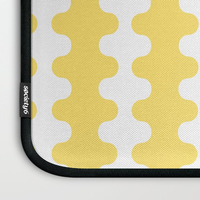 Vertical Stripes Yellow and White Ogee A-Go-Go Pop Pattern Laptop Sleeve Gallery Image 3