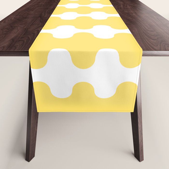 Vertical Stripes Yellow and White Ogee A-Go-Go Pop Pattern Table Runner Gallery Image 1
