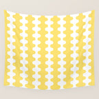 Vertical Stripes Yellow and White Ogee A-Go-Go Pop Pattern Wall Tapestry Gallery Image 4