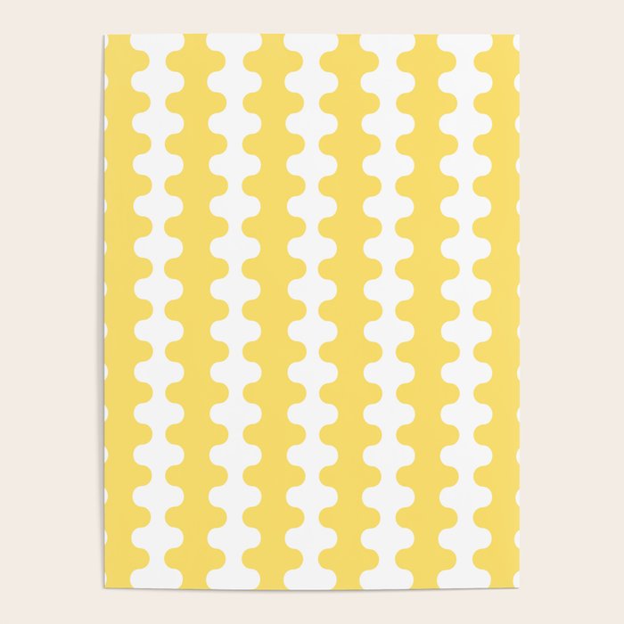 Vertical Stripes Yellow and White Ogee A-Go-Go Pop Pattern Poster Gallery Image 1