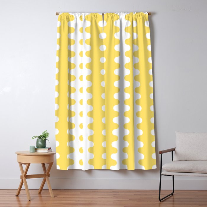 Vertical Stripes Yellow and White Ogee A-Go-Go Pop Pattern Window Curtain Gallery Image 5