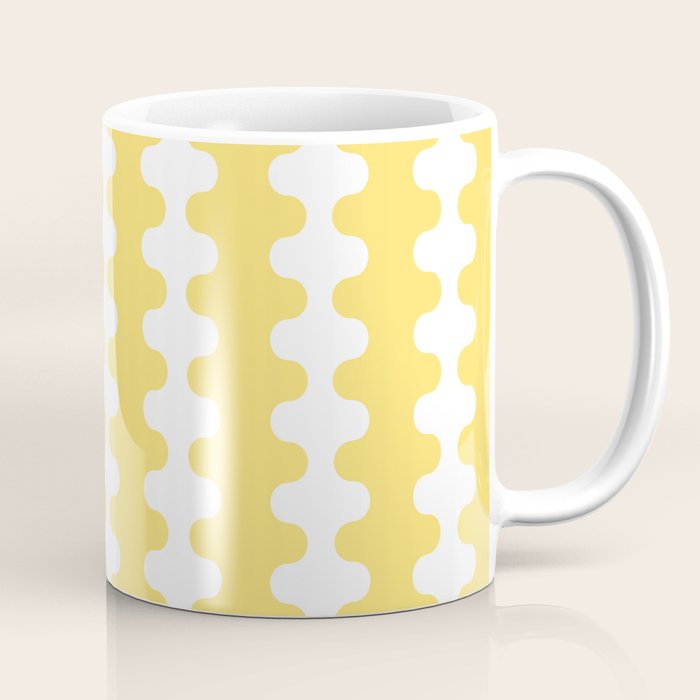 Vertical Stripes Yellow and White Ogee A-Go-Go Pop Pattern Coffee Mug Gallery Image 1