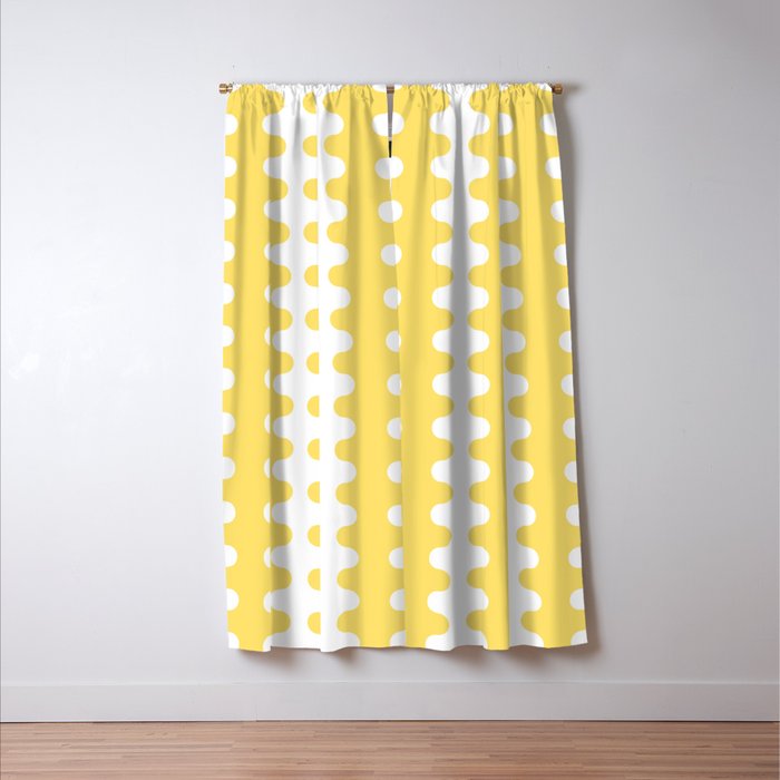 Vertical Stripes Yellow and White Ogee A-Go-Go Pop Pattern Window Curtain Gallery Image 3