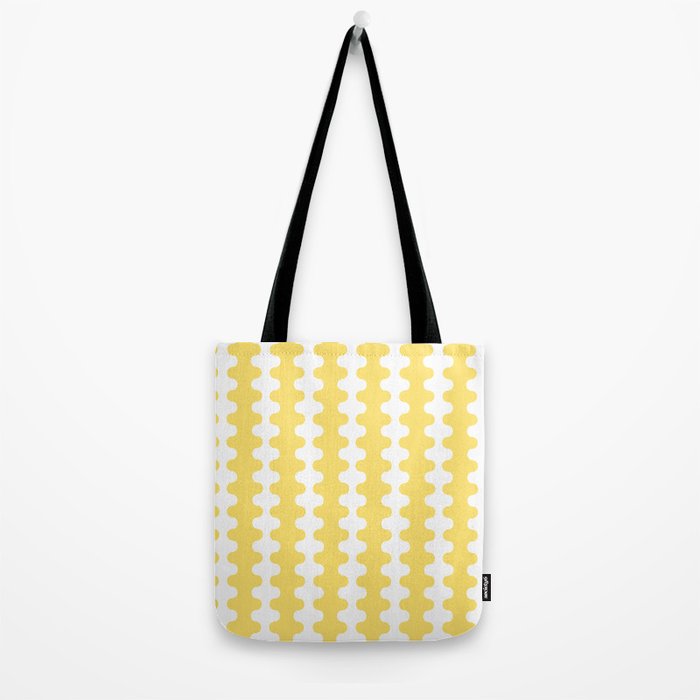 Vertical Stripes Yellow and White Ogee A-Go-Go Pop Pattern Tote Bag Gallery Image 2