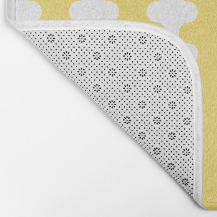 Vertical Stripes Yellow and White Ogee A-Go-Go Pop Pattern Bath Mat Gallery Image 2