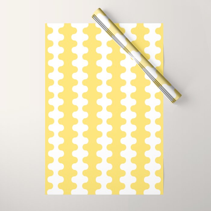Vertical Stripes Yellow and White Ogee A-Go-Go Pop Pattern Wrapping Paper Gallery Image 1